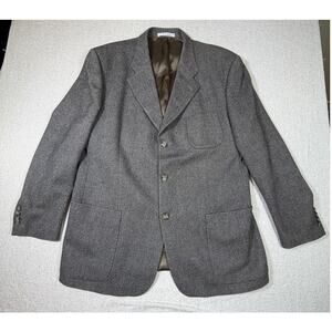 Hugo Boss Men’s 46R Brown 100% Virgin Wool German Made Tweed Sport Coat Blazer